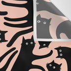 Curious Black Cats on Peachy Pink Wall Tapestry Gallery Image 3