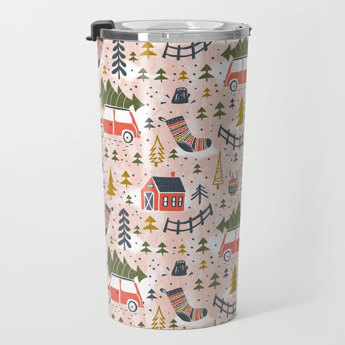 Home For The Holidays Blush Pink Christmas Travel Mug Gallery Image 3