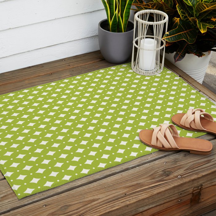 Vintage Stars XVIII Chartreuse Green Outdoor Rug Gallery Image 2