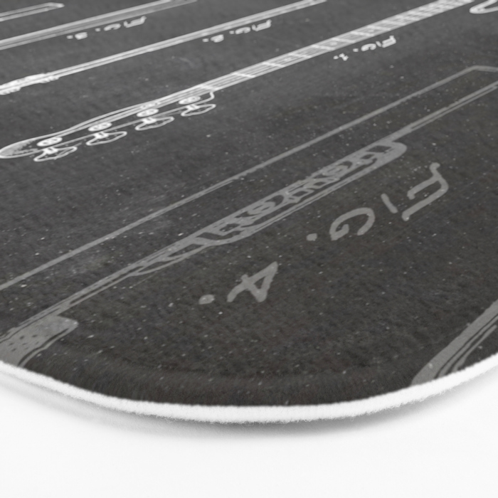 Bass Guitar Patent - Bass Guitarist Art - Black Chalkboard Bath Mat Gallery Image 3