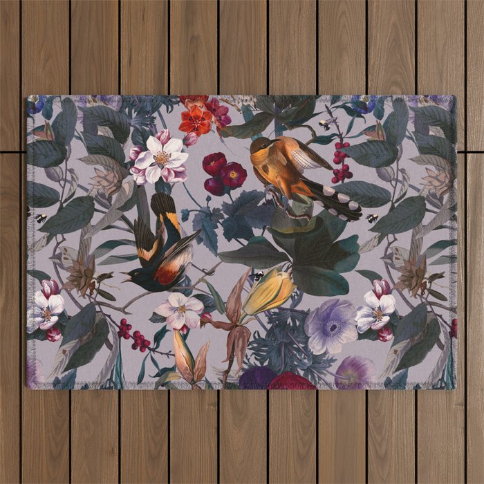 Floral and Birds XL Outdoor Rug Gallery Image 1