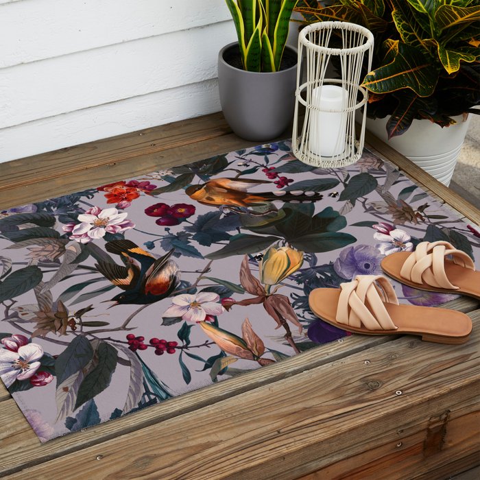 Floral and Birds XL Outdoor Rug Gallery Image 2
