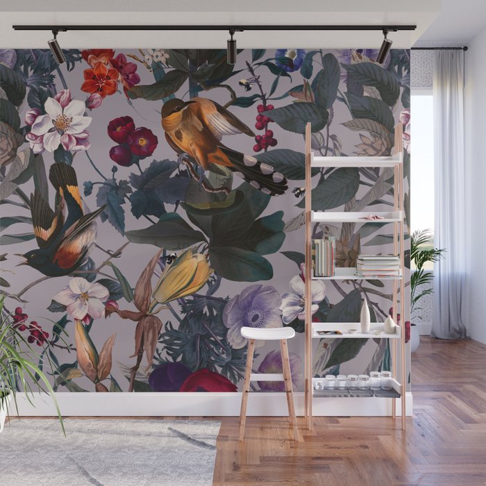 Floral and Birds XL Wall Mural Gallery Image 1