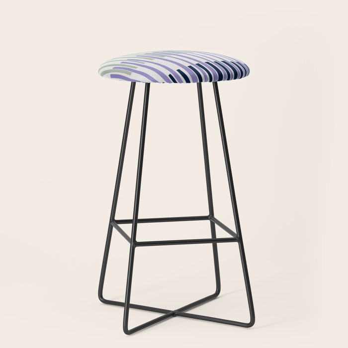 Block print geometrics stripes lilac blue Stool Gallery Image 1