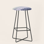 Block print geometrics stripes lilac blue Stool Gallery Image 1