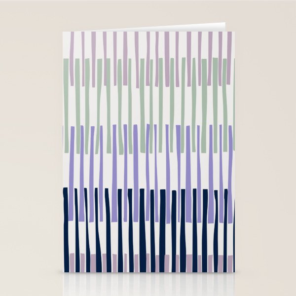 Block print geometrics stripes lilac blue Stationery Card Gallery Image 2