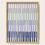 Block print geometrics stripes lilac blue Serving Tray Gallery Image 1