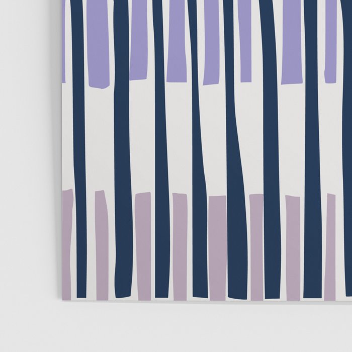 Block print geometrics stripes lilac blue Poster Gallery Image 3
