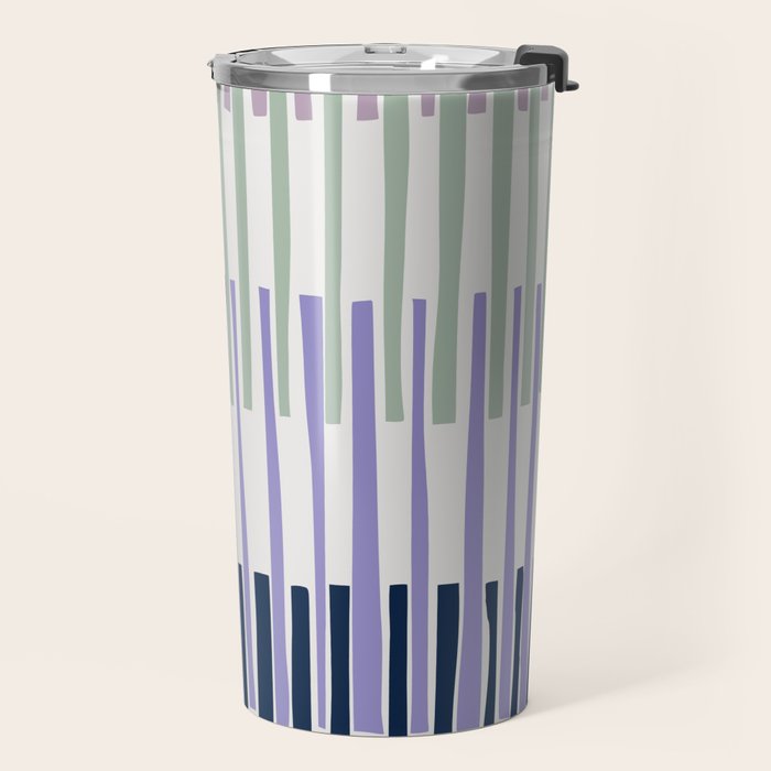 Block print geometrics stripes lilac blue Travel Mug Gallery Image 2