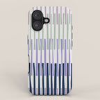 Block print geometrics stripes lilac blue iPhone Case Gallery Image 1