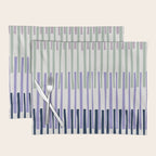 Block print geometrics stripes lilac blue Placemat Gallery Image 1