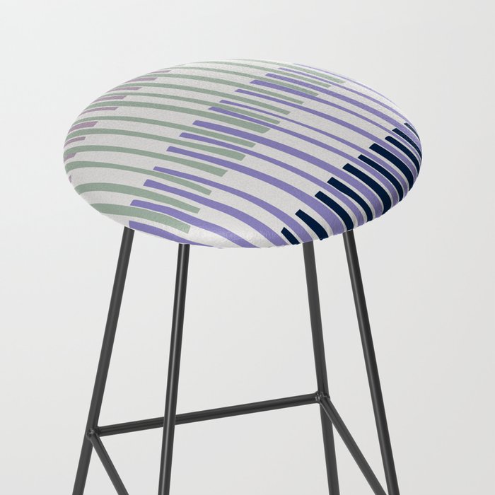 Block print geometrics stripes lilac blue Stool Gallery Image 2