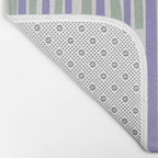 Block print geometrics stripes lilac blue Bath Mat Gallery Image 2
