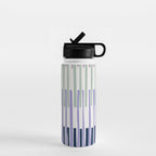 Block print geometrics stripes lilac blue Water Bottle Gallery Image 1