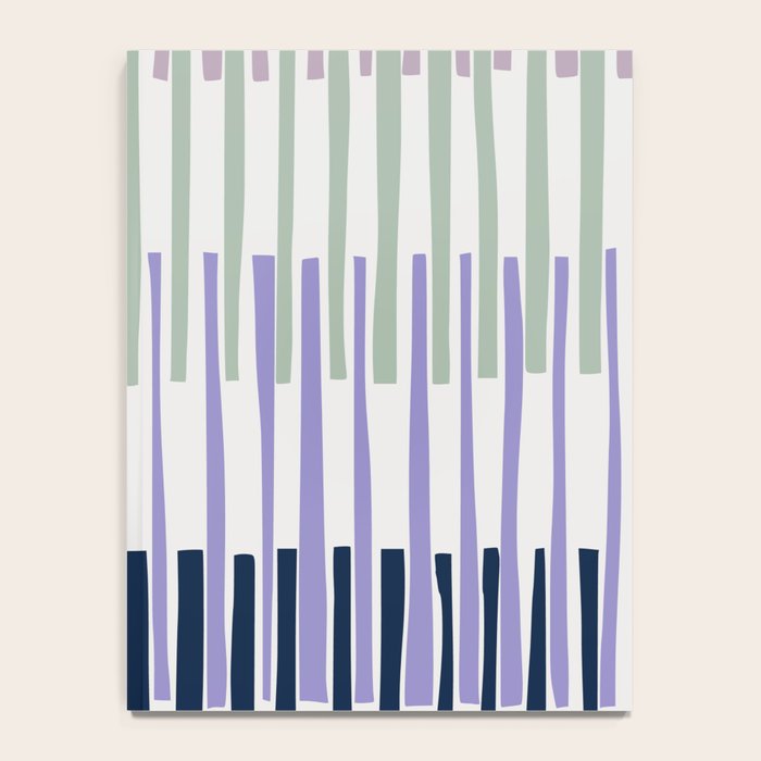 Block print geometrics stripes lilac blue Notebook Gallery Image 4