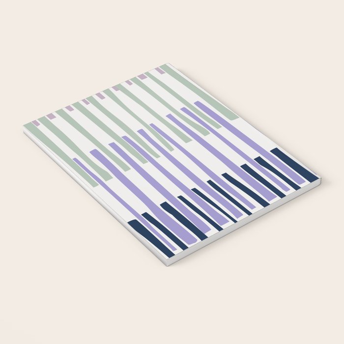 Block print geometrics stripes lilac blue Notebook Gallery Image 3