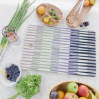 Block print geometrics stripes lilac blue Cutting Board Gallery Image 2
