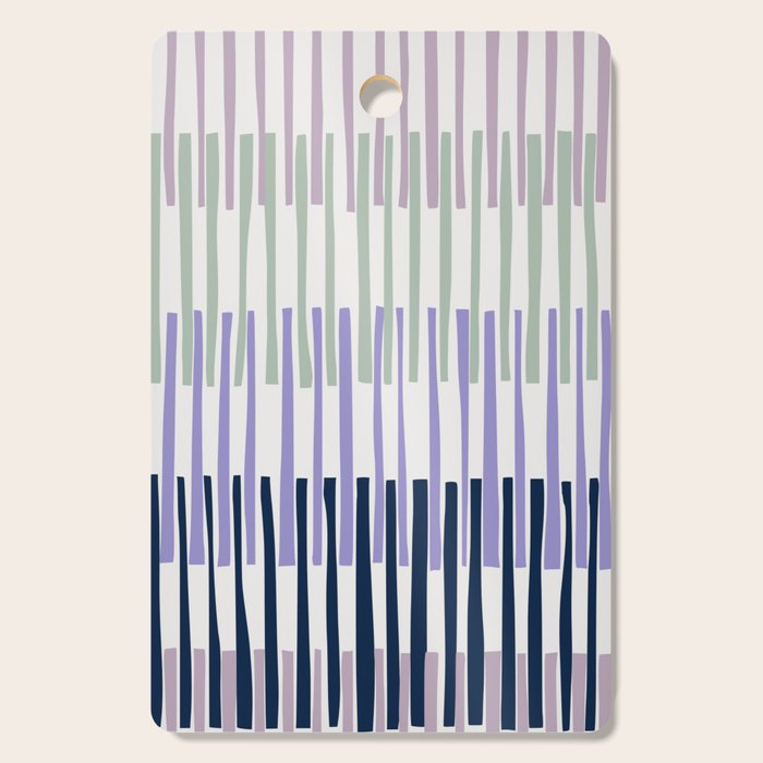 Block print geometrics stripes lilac blue Cutting Board Gallery Image 1