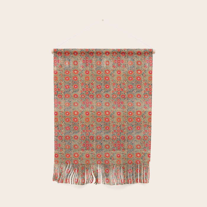 Vintage Persian Tribal Tiled Pattern Print Boho Orange Pink Blue Wall Hanging Gallery Image 1