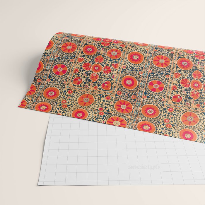 Vintage Persian Tribal Tiled Pattern Print Boho Orange Pink Blue Wrapping Paper Gallery Image 2