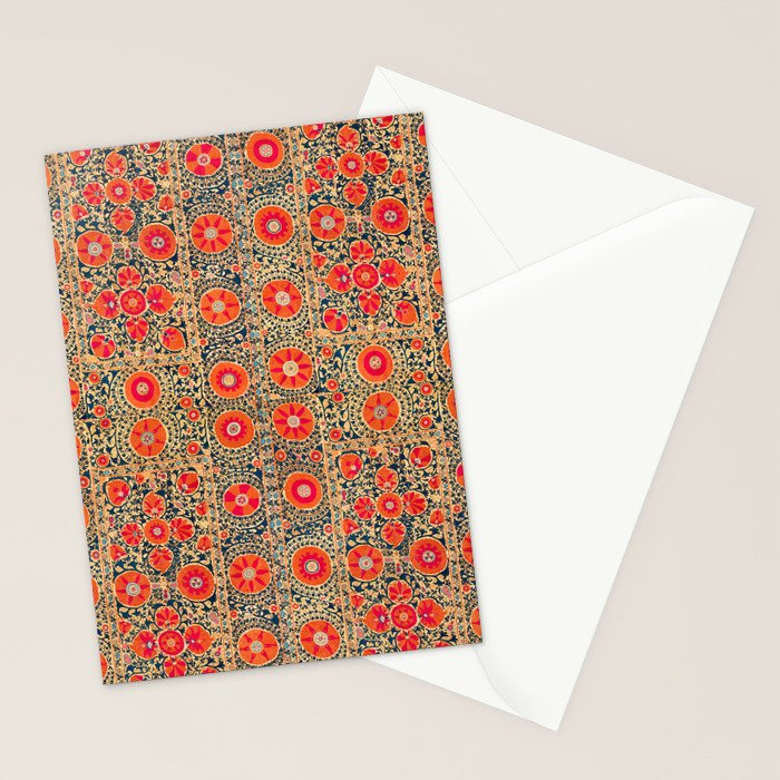 Vintage Persian Tribal Tiled Pattern Print Boho Orange Pink Blue Stationery Card Gallery Image 2