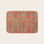 Vintage Persian Tribal Tiled Pattern Print Boho Orange Pink Blue Bath Mat Gallery Image 1