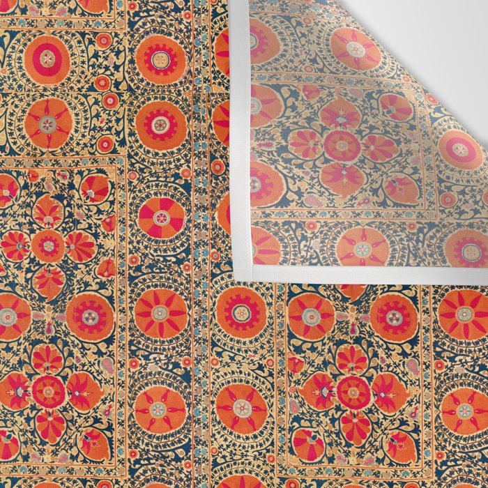 Vintage Persian Tribal Tiled Pattern Print Boho Orange Pink Blue Wall Tapestry Gallery Image 3