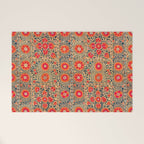 Vintage Persian Tribal Tiled Pattern Print Boho Orange Pink Blue Welcome Mat Gallery Image 1