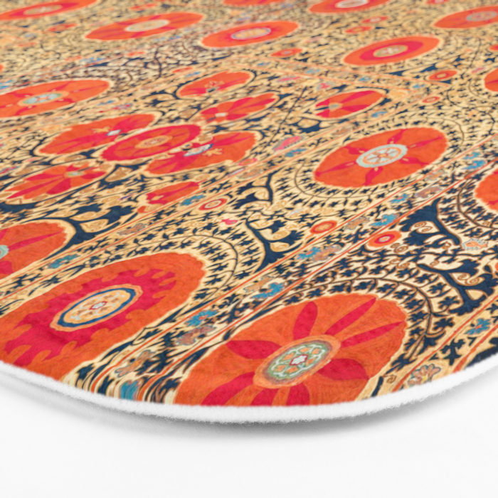 Vintage Persian Tribal Tiled Pattern Print Boho Orange Pink Blue Bath Mat Gallery Image 3