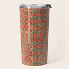 Vintage Persian Tribal Tiled Pattern Print Boho Orange Pink Blue Travel Mug Gallery Image 2