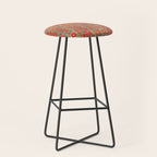 Vintage Persian Tribal Tiled Pattern Print Boho Orange Pink Blue Stool Gallery Image 1