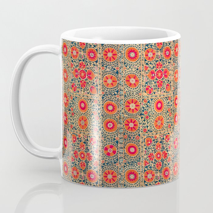 Vintage Persian Tribal Tiled Pattern Print Boho Orange Pink Blue Coffee Mug Gallery Image 3