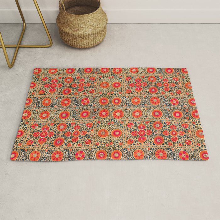 Vintage Persian Tribal Tiled Pattern Print Boho Orange Pink Blue Rug Gallery Image 1