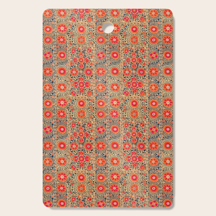 Vintage Persian Tribal Tiled Pattern Print Boho Orange Pink Blue Cutting Board Gallery Image 1