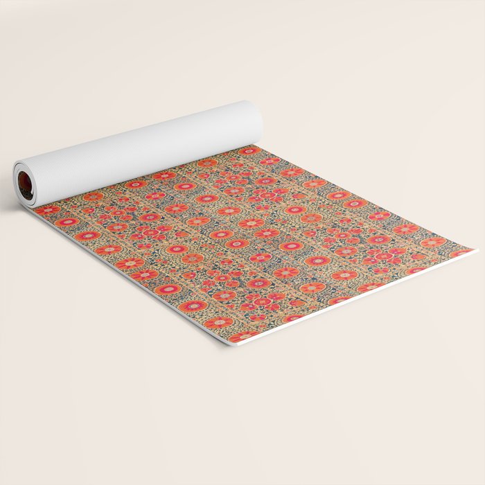 Vintage Persian Tribal Tiled Pattern Print Boho Orange Pink Blue Yoga Mat Gallery Image 2