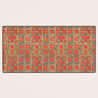 Vintage Persian Tribal Tiled Pattern Print Boho Orange Pink Blue Desk Mat Gallery Image 3