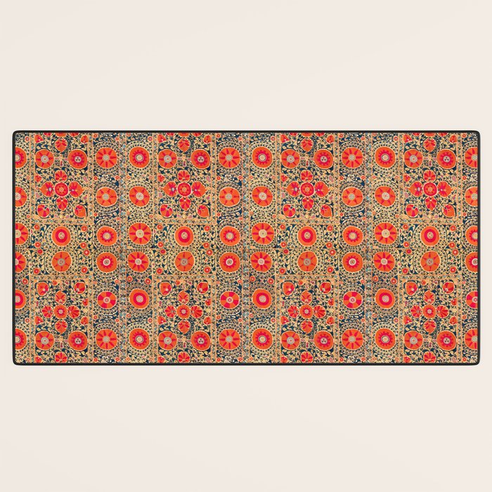 Vintage Persian Tribal Tiled Pattern Print Boho Orange Pink Blue Desk Mat Gallery Image 3