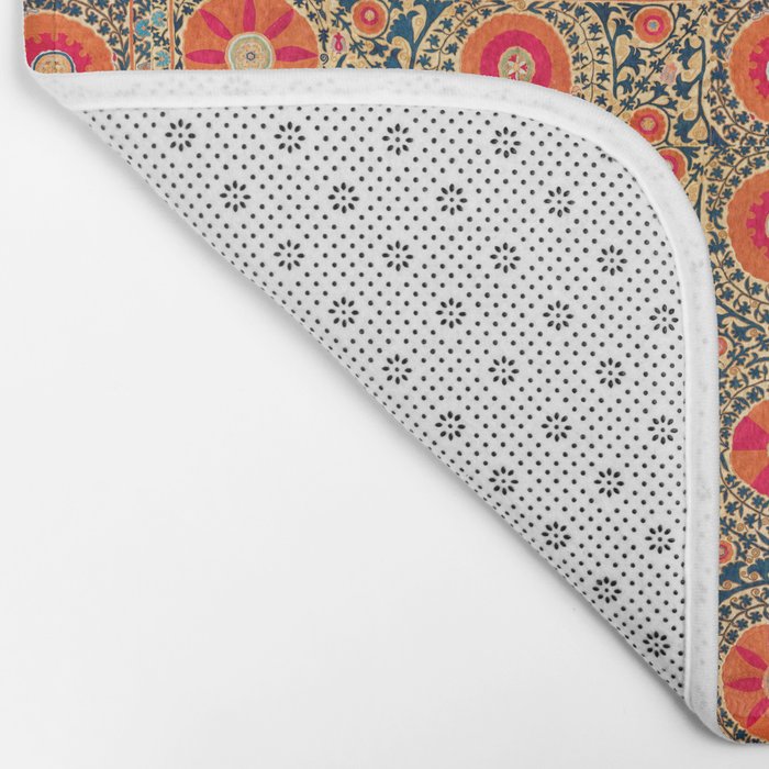 Vintage Persian Tribal Tiled Pattern Print Boho Orange Pink Blue Bath Mat Gallery Image 2