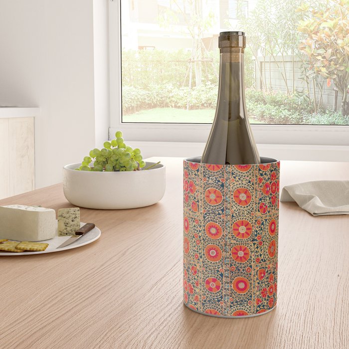Vintage Persian Tribal Tiled Pattern Print Boho Orange Pink Blue Wine Chiller Gallery Image 4