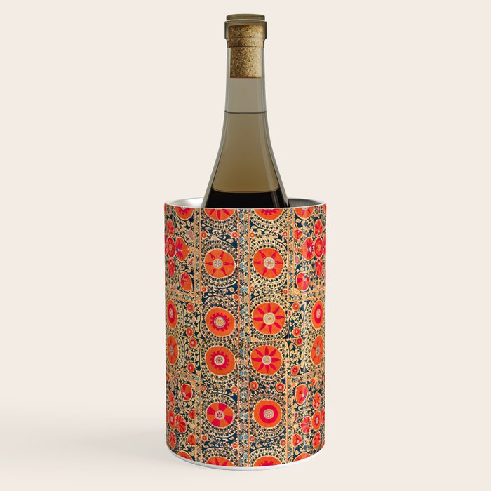 Vintage Persian Tribal Tiled Pattern Print Boho Orange Pink Blue Wine Chiller Gallery Image 1