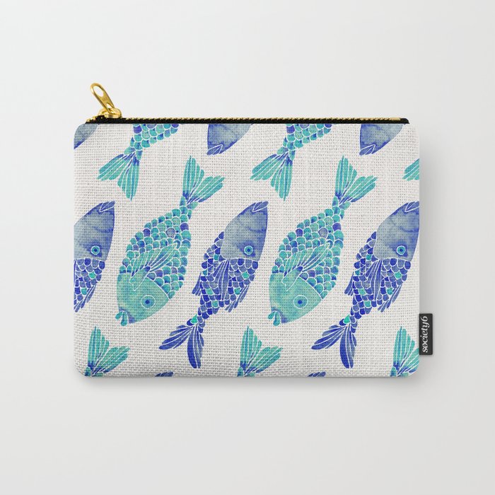 Indonesian Fish Duo - Navy & Turquoise Palette Carry All Pouch Gallery Image 1