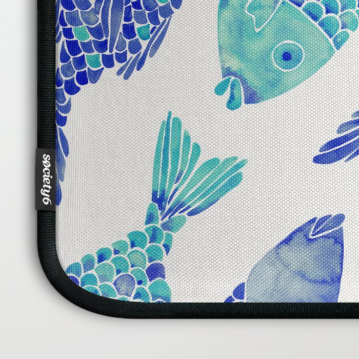 Indonesian Fish Duo - Navy & Turquoise Palette Laptop Sleeve Gallery Image 3