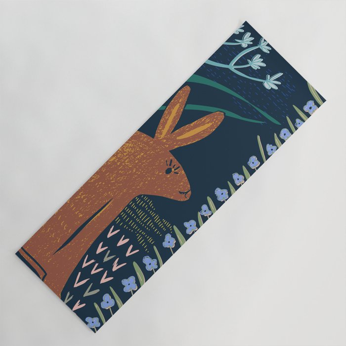 Block print bunny Yoga Mat Gallery Image 1
