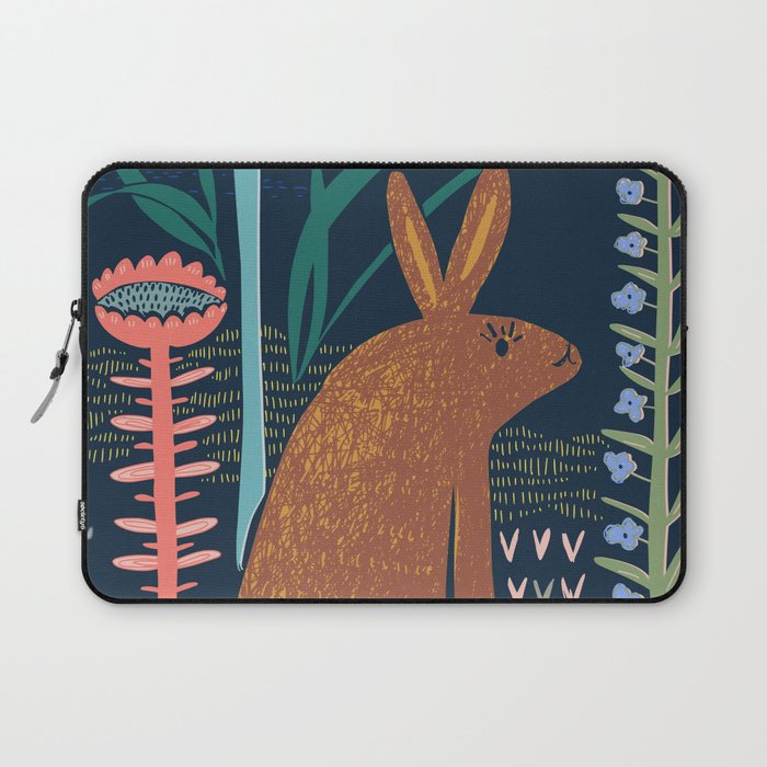 Block print bunny Laptop Sleeve Gallery Image 1