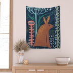 Block print bunny Wall Tapestry Gallery Image 2