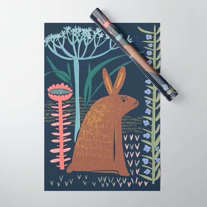 Block print bunny Wrapping Paper Gallery Image 1