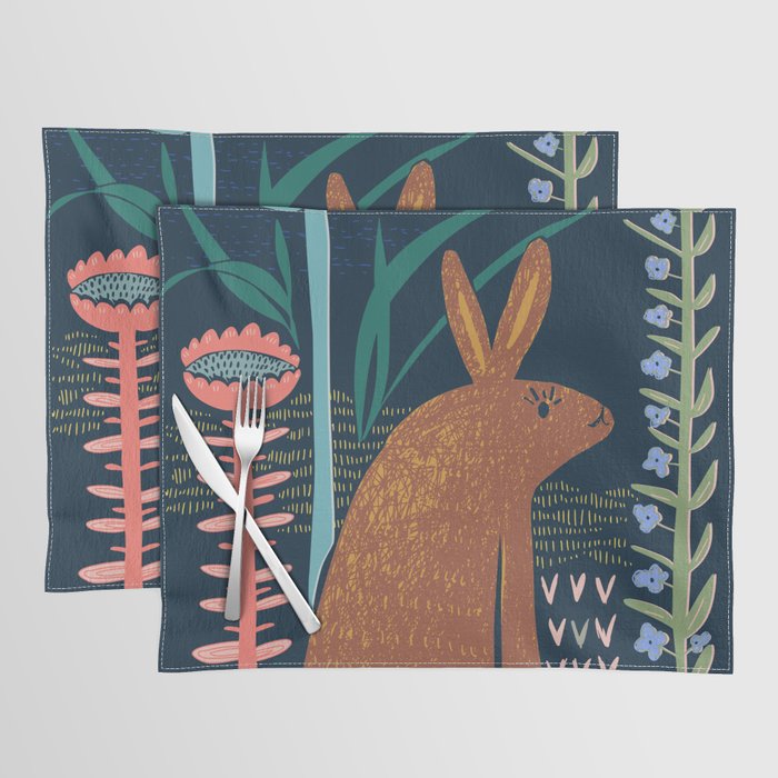 Block print bunny Placemat Gallery Image 1
