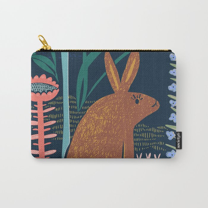 Block print bunny Carry All Pouch Gallery Image 1