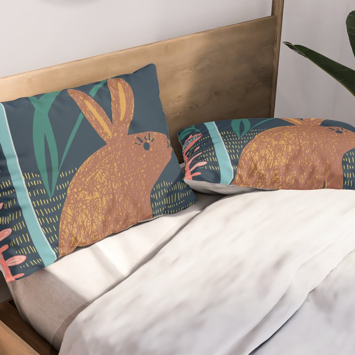 Block print bunny Pillow Sham Gallery Image 2