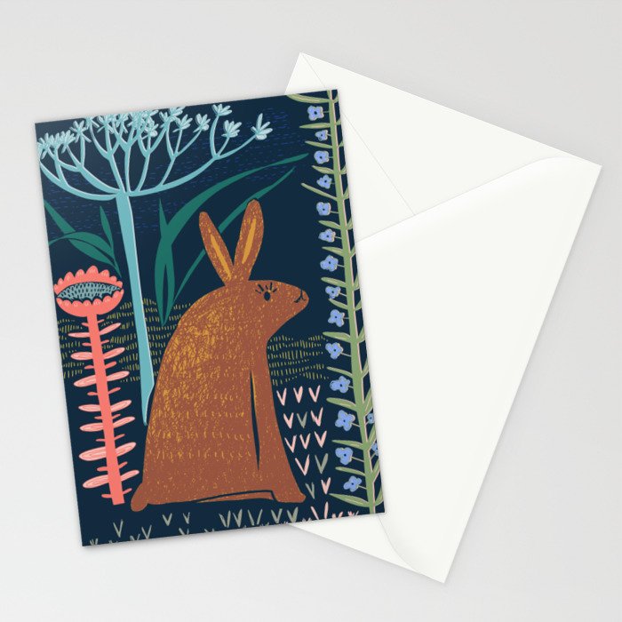 Block print bunny Stationery Card Gallery Image 2